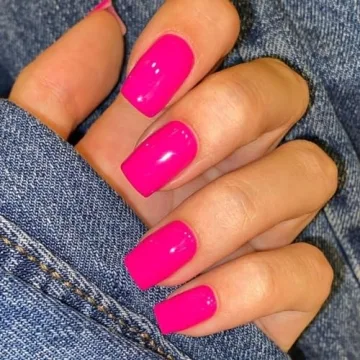 KQueenest Hot Neon Pink 30 PCS Press on Nails for Women