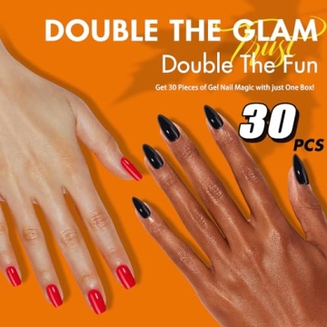 KQueenest Hot Neon Pink 30 PCS Press on Nails for Women