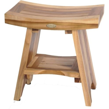 EcoDecors 18-Inch Natural Teak Shower Bench - Functional Luxury for Every Bathroom