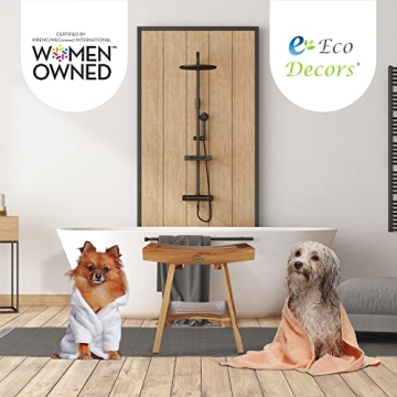 Elegant EcoDecors Teak Shower Bench for Spa-Like Comfort