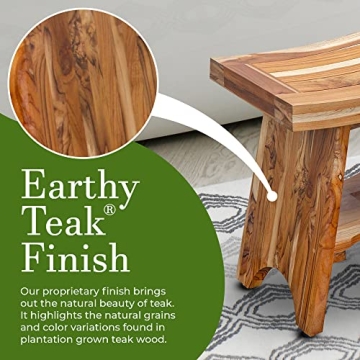 Elegant EcoDecors Teak Shower Bench for Spa-Like Comfort