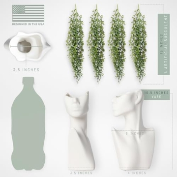 Elegant Face Vase Gift Set with Faux Succulents for Home Decor