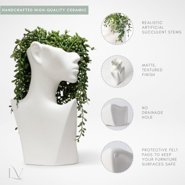 Elegant Face Vase Gift Set with Faux Succulents for Home Decor