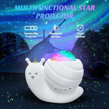 Northern Lights Projector,Snail Star Galaxy Projector with Bluetooth Speaker & Remote, Northern Auro...