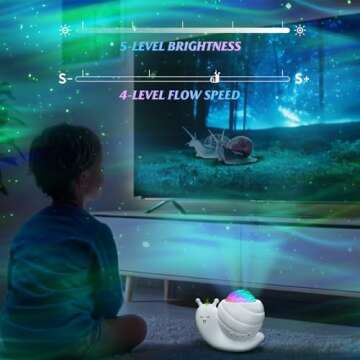 Northern Lights Projector,Snail Star Galaxy Projector with Bluetooth Speaker & Remote, Northern Aurora Borealis Light Aura Night Lights for Kids Bedroom Decor Gift,Party Christmas Gift,White