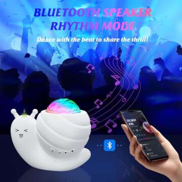 Northern Lights Projector,Snail Star Galaxy Projector with Bluetooth Speaker & Remote, Northern Aurora Borealis Light Aura Night Lights for Kids Bedroom Decor Gift,Party Christmas Gift,White