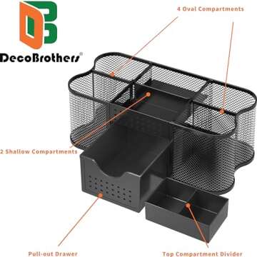 Deco Brothers Desk Organizers Pen Holder Office Caddy Storage, Black