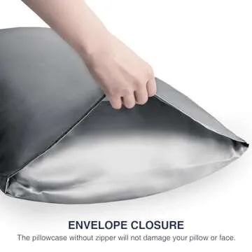 EXQ Home Silky Satin Pillowcase for Hair and Skin,Soft Cooling Pillow Cases Queen Size Set of 2 Satin Pillow Case with Envelope Closure Grey