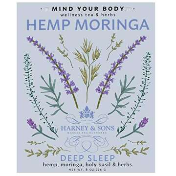 Harney & Sons Hemp Moringa Tea Blend, Wellness, Deep Sleep Blend, 5 oz tin