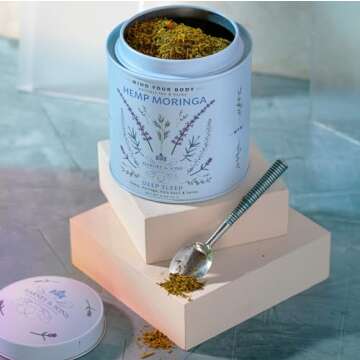 Harney & Sons Hemp Moringa Tea Blend, Wellness, Deep Sleep Blend, 5 oz tin