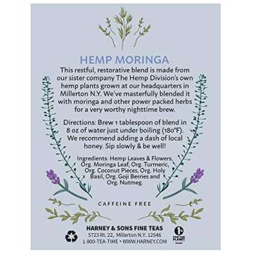 Harney & Sons Hemp Moringa Tea Blend, Wellness, Deep Sleep Blend, 5 oz tin