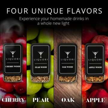 Cocktail Smoker Kit with Torch, Cleaning Brush, Wood Chips, Drink Recipe, & Whiskey Stones – 4 Flavors of Wood Chips – Bourbon Smoker – Smoke Infuser For Cocktails – Gifts for Men (No Butane)