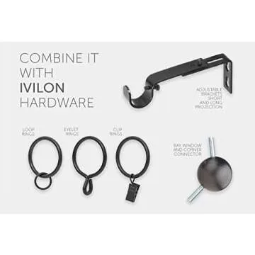 Ivilon Window Curtain Rod 120-240 Inch Adjustable Black