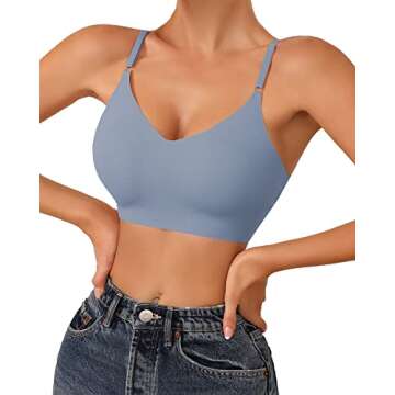 DEANGELMON 3 Pieces V Neck Bra Padded Seamless Adjustable Straps Bralettes Everyday Basic Sleeping B...