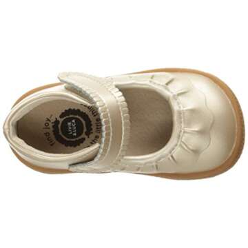 Livie & Luca Girls Ruche Leather Mary Jane Shoes Champagne