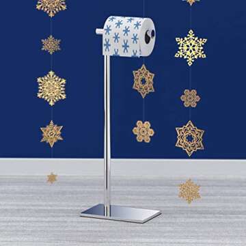 Gatco 1431C Modern Rectangle Base Freestanding Toilet Paper Holder, 21.25" Chrome with Weighted Base