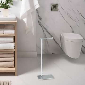 Gatco 1431C Modern Rectangle Base Freestanding Toilet Paper Holder, 21.25" Chrome with Weighted Base