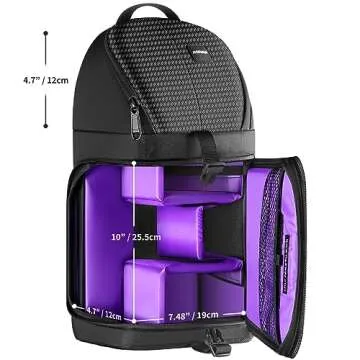 Neewer Professional Camera Storage Bag Sling Carrying Case Black Waterproof and Tear Resistant for DSLR Camera, Lens and Accessories (Purple Interior)