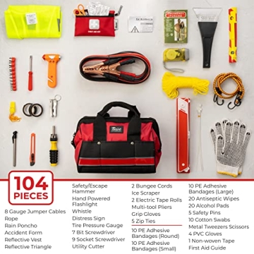 Thrive Roadside Car Emergency Kit - 104 Essential Pieces