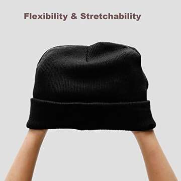 AJG Beanie Hats for Men,Unisex Smile Face Embroidered Acrylic Soft Warm Winter Cuffed Knit Hats for Women… (US, Numeric, 7, 7 1/2, 1-White)
