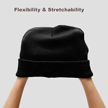 AJG Beanie Hats for Men,Unisex Smile Face Embroidered Acrylic Soft Warm Winter Cuffed Knit Hats for Women… (US, Numeric, 7, 7 1/2, 1-White)