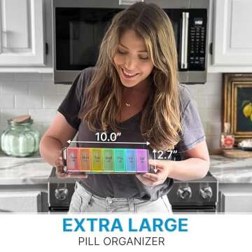 Extra Large Pill Organizer- XXL Pill Box 7 Day - Weekly Pill Organizer with AM PM Large Compartments Big Pill Case for Supplements Jumbo Pill Holder for Vitamins Huge Medicine Organizer 2 Times a Day