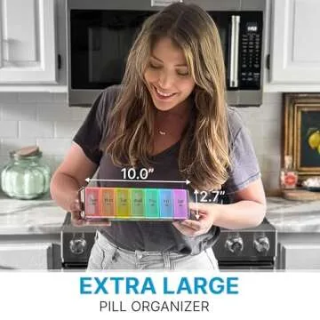 Extra Large Pill Organizer- XXL Pill Box 7 Day - Weekly Pill Organizer with AM PM Large Compartments Big Pill Case for Supplements Jumbo Pill Holder for Vitamins Huge Medicine Organizer 2 Times a Day