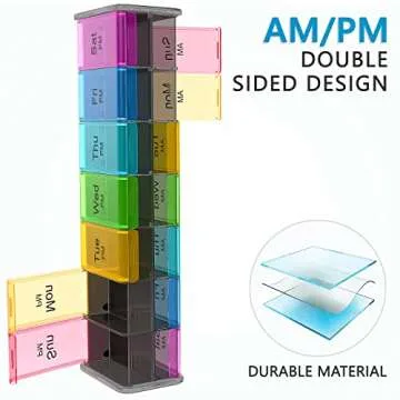 Extra Large Pill Organizer- XXL Pill Box 7 Day - Weekly Pill Organizer with AM PM Large Compartments Big Pill Case for Supplements Jumbo Pill Holder for Vitamins Huge Medicine Organizer 2 Times a Day