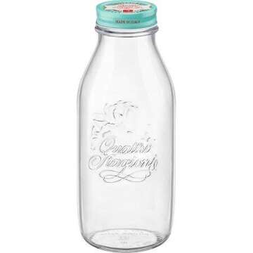 Quattro Stagioni Vintage Milk Bottle - Blue Lid - 1L (33.75 oz)