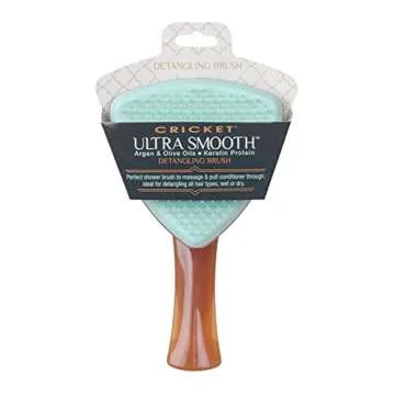 Cricket Ultra Smooth Detangling Brush - Infused with Argan & Olive Oils and Keratin Protein, Anti-Frizz Hairbrush for Wet and Dry Hair, Ergonomic Design for All Hair Types