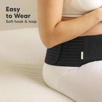 KeaBabies Maternity Belly Band for Pregnancy - Soft & Breathable Pregnancy Belly Support Belt - Pelvic Support Bands - Tummy Band Sling for Pants - Pregnancy Back Brace (Midnight Black, M/L)