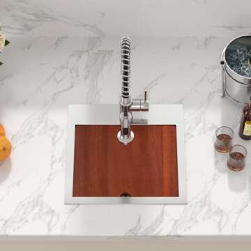 Sarlai 15 Bar Sink Drop In -15x15 Inch Kitchen Bar Sink Stainless Steel 16 Gauge Ledge Workstation Single Bowl Topmount Kitchen RV Wet Bar Outdoor Camper Small Drop Sink