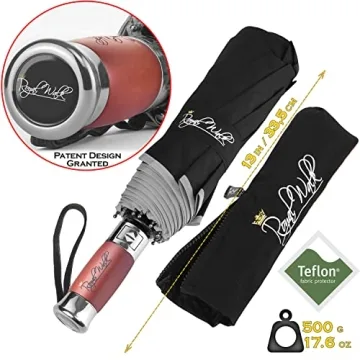 Royal Walk Windproof Compact Travel Umbrella with Luxury Handle