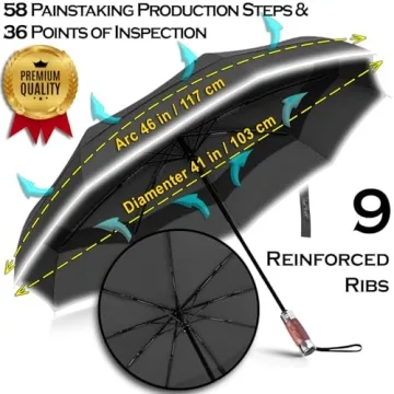 Royal Walk Windproof Compact Travel Umbrella with Luxury Handle