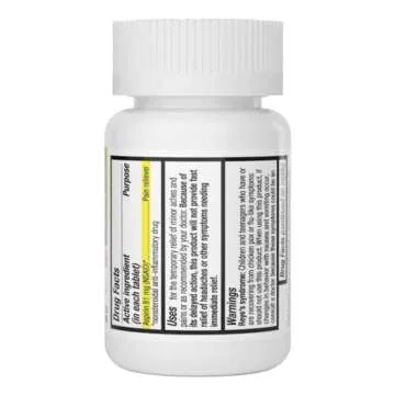 HealthA2Z® Aspirin 81 mg | DYE Free | Low Strength | 200 Counts | Pain Relief | Reduces Minor Aches Muscle Pain & Cramps | Fever Reducer | Reduces Headache | (NSAID)