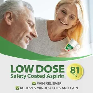 HealthA2Z® Aspirin 81 mg | DYE Free | Low Strength | 200 Counts | Pain Relief | Reduces Minor Aches Muscle Pain & Cramps | Fever Reducer | Reduces Headache | (NSAID)