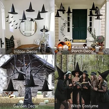 12 PCS Halloween Witch Hats for Party Decor and Costumes