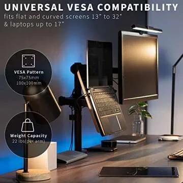 VIVO Black Fully Adjustable 13 to 32 inch Single Computer Monitor and Laptop Desk Mount Combo, Stand with Grommet Option, Fits up to 17 inch Laptops (STAND-V002C)