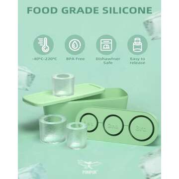 Ice Cube Tray for Stanley Cup, 3 Pcs Cylinder Ice Mold with Lid and Bin for Freezer, Silicone Ice Cu...