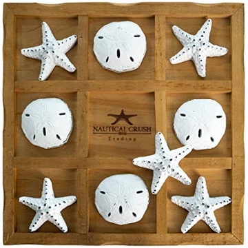 Starfish Tic Tac Toe Game - 9" x 9" - Beach Tic Tac Toe Game - Coastal Beach House Coffee Table Game...