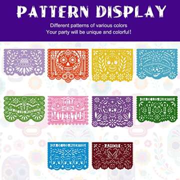 60 Pieces Mexican Party Banners Altar De Ofrendas Supplies Kit Dia De Los Muertos Day of The Dead Decoration Cinco de Mayo Papel Picado Colorful Medium Size Paper Banner Mexican Papel Picado Sheets