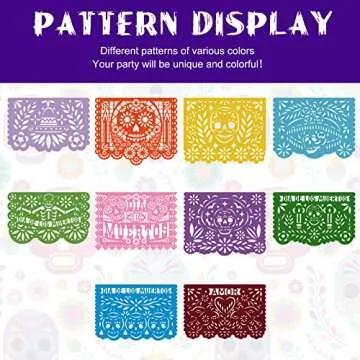 60 Pieces Mexican Party Banners Altar De Ofrendas Supplies Kit Dia De Los Muertos Day of The Dead Decoration Cinco de Mayo Papel Picado Colorful Medium Size Paper Banner Mexican Papel Picado Sheets