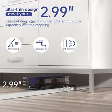 OKP 2000Pa Robot Vacuum Cleaner, Scheduled Cleaning, Small, Quiet Robot Vacuum, WiFi/APP/Alexa, Automatic Self Charging Robotic Vacuums for Pet Hair, Hard Floor, Low Pile Carpet