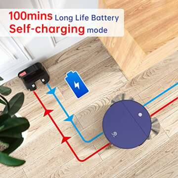 OKP 2000Pa Robot Vacuum Cleaner, Scheduled Cleaning, Small, Quiet Robot Vacuum, WiFi/APP/Alexa, Automatic Self Charging Robotic Vacuums for Pet Hair, Hard Floor, Low Pile Carpet