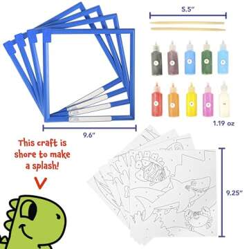 READY 2 LEARN Sand Art Painting - Sea Life - 4 Underwater Sand Art Pictures - 10 Colors - Sand Art Kits for Kids Ages 4-8