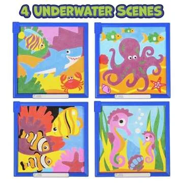 READY 2 LEARN Sand Art Painting - Sea Life - 4 Underwater Sand Art Pictures - 10 Colors - Sand Art Kits for Kids Ages 4-8