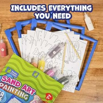 READY 2 LEARN Sand Art Painting - Sea Life - 4 Underwater Sand Art Pictures - 10 Colors - Sand Art Kits for Kids Ages 4-8