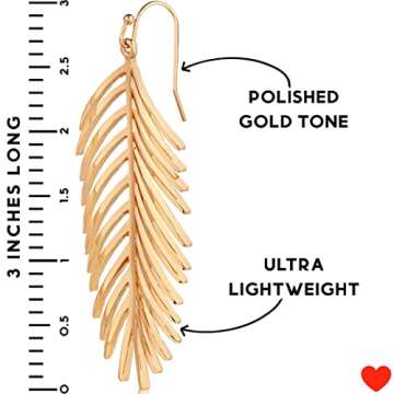 Stylish Gold Leaf Dangle Earrings for Women - 3 Inch