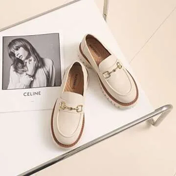 Stylish MACNMEUU Platform Loafers for Women Slip-ons