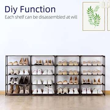 HODYANN 10 Tiers Shoe Rack, 30-40 Pairs Large Shoe Organizer, Sturdy Shoe Storage, Space Saving Tall Metal Shoe Shelf, Stackable Shoe Rack for Closet, Entryway, Bedroom, Black